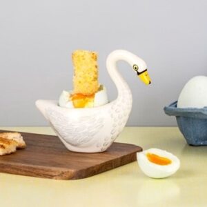 Hannah Turner Hand Painted Egg Cup Swan White