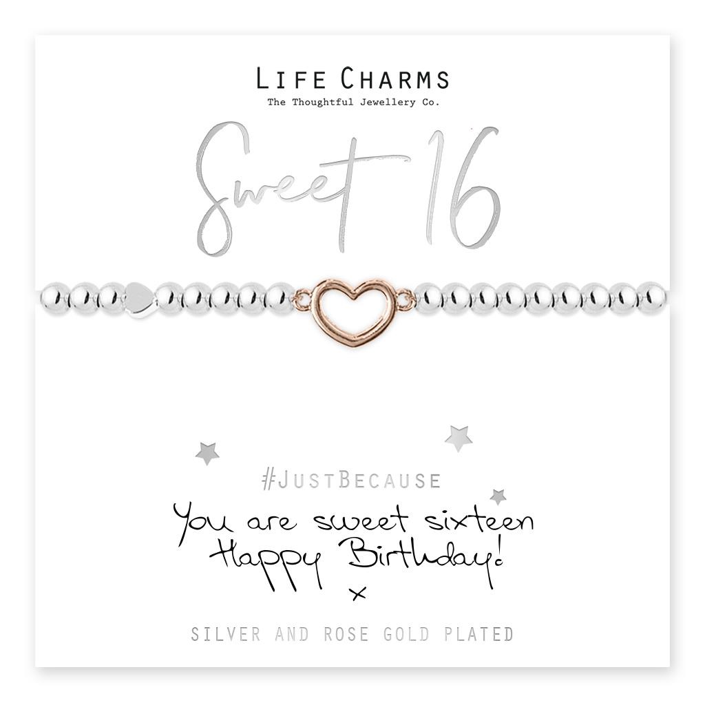Life Charms Sweet 16 Rose Gold Heart Bracelet, Silver/Rose Gold Life Charms Sweet 16 Rose Gold Heart Bracelet, Silver/Rose Gold