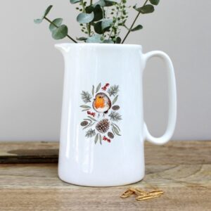 One Pint Jug Winter Robin in a Gift Box