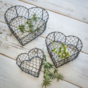 Nest of Heart Wire Baskets Set of 3