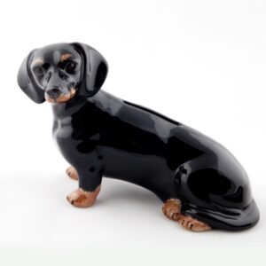 Quail Ceramics Dachshund Money Box black/tan