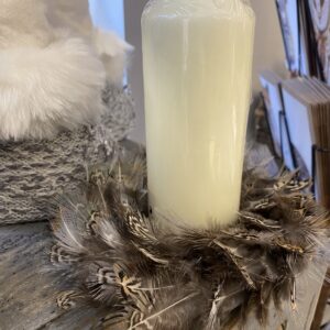 Handmade Oakham Feather Candle Wreath Handmade Oakham Feather Candle Wreath