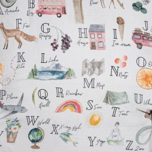 Bamboo Baby Swaddle Blanket, Alphabet Print 3 Bamboo Baby Swaddle Blanket, Alphabet Print