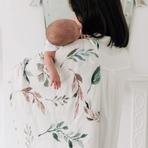 Bamboo Baby Swaddle Blanket, Botanical Print 4 Bamboo Baby Swaddle Blanket, Botanical Print