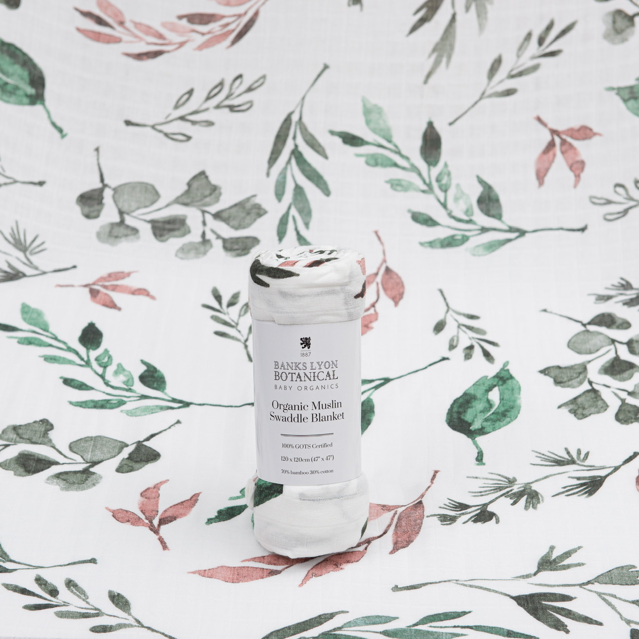 Bamboo Baby Swaddle Blanket, Botanical Print Bamboo Baby Swaddle Blanket, Botanical Print