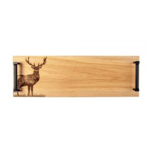 Oak Tray Black Steel Handles Monarch Stag