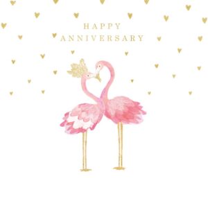 Happy Anniversary Flamingos Card