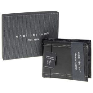 Double Lines Leather Wallet Black