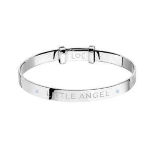 Life Charms – Engraved Christening/Baptism Bangle – Little Angel Blue Stones Life Charms Engraved Christening/Baptism Bangle Little Angel Blue Stones