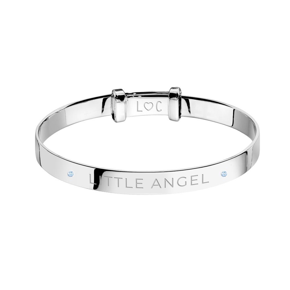 Life Charms – Engraved Christening/Baptism Bangle – Little Angel Blue Stones Life Charms Engraved Christening/Baptism Bangle Little Angel Blue Stones