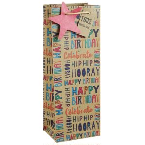 Hip Hip Hooray Kraft Birthday Gift Bag Bottle Hip Hip Hooray Kraft Birthday Gift Bag Bottle