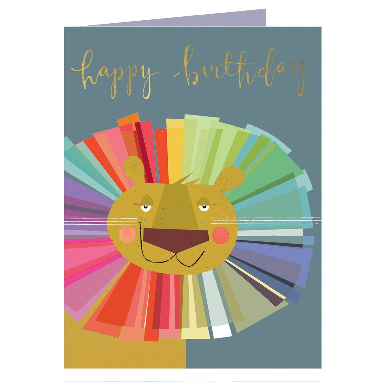 Mini Gold Foiled Lion Birthday Card Mini Gold Foiled Lion Birthday Card