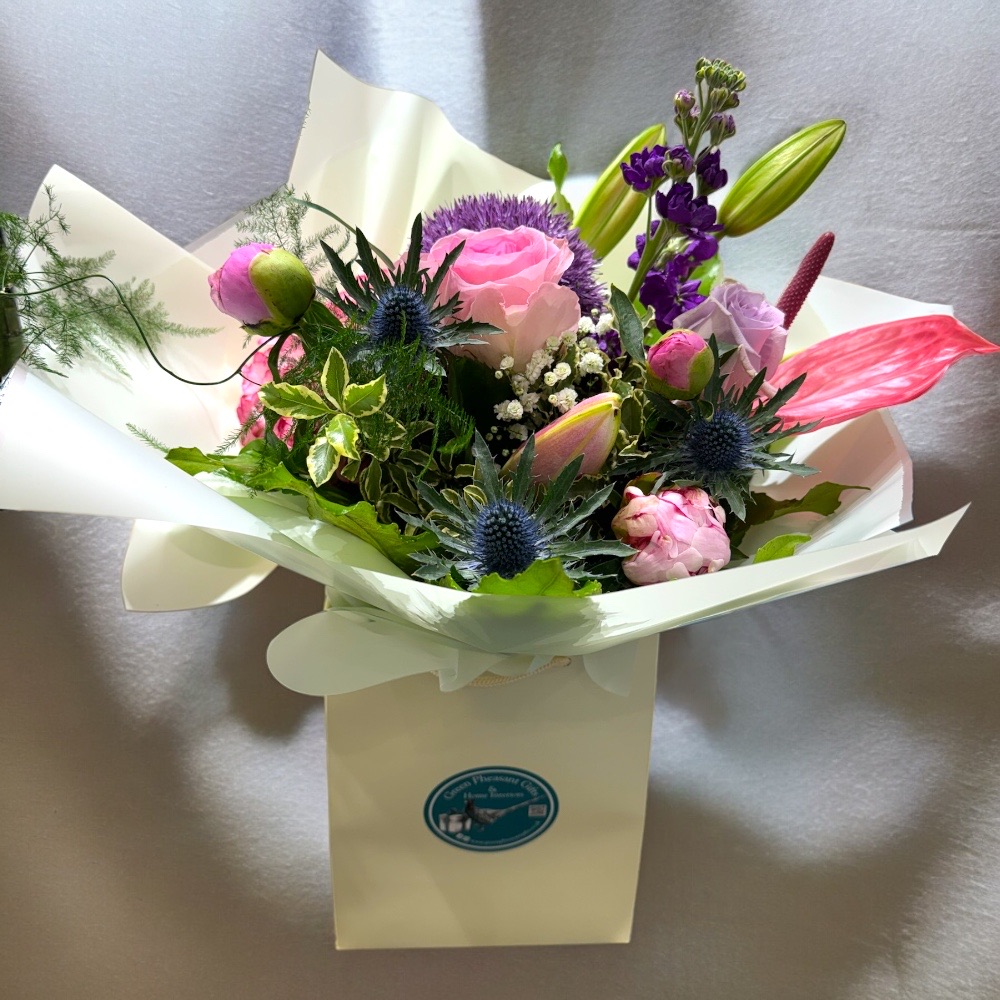 Hand Tied Bouquet in Gift Bag £45 – Pinks 2 Hand tied bouquet pinks 1 1.jpeg