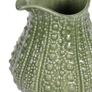 Large Urchin Effect Green Ceramic Jug