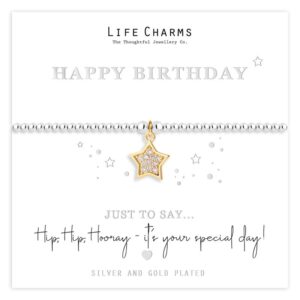 Life Charms Happy Birthday Gold Star Charm Bracelet
