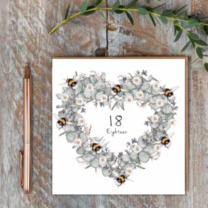18th Birthday (Bees & Eucalyptus) Card 18th Birthday (Bees & Eucalyptus) Card