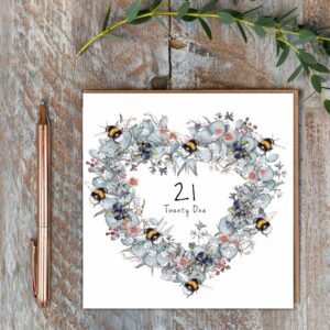 21st Birthday Card Bees & Eucalyptus) Card 21st Birthday Card Bees & Eucalyptus) Card