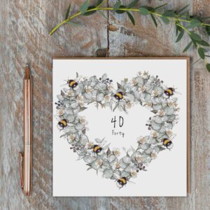 Forty (40 Bees & Eucalyptus) Card