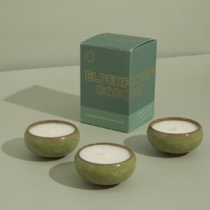 Contemporary Kiln Olive Candle Tea Lights Elderflower & Coconut