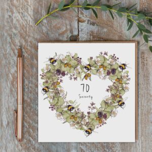 Seventy (70 Bees & Eucalyptus) Card Seventy (70 Bees & Eucalyptus) Card