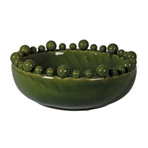 Ceramic Green Bowl with Bobble Ball Edge Ceramic Green Bowl with Bobble Ball Edge