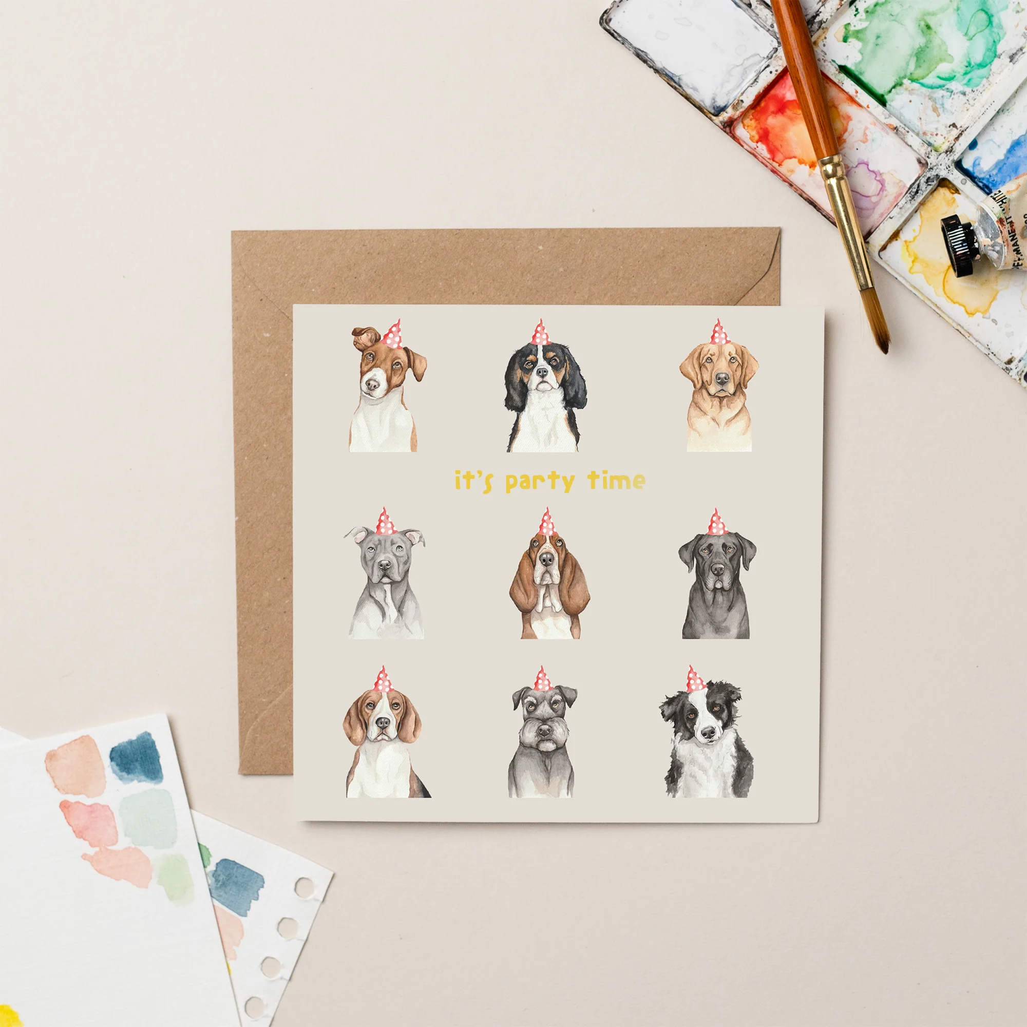 It’s Party Time Dog card with Gold Foil IMG 6459.webp
