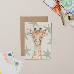 Giraffe Birthday card with Gold Foil