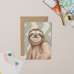 Sloth Birthday card with Gold Foil