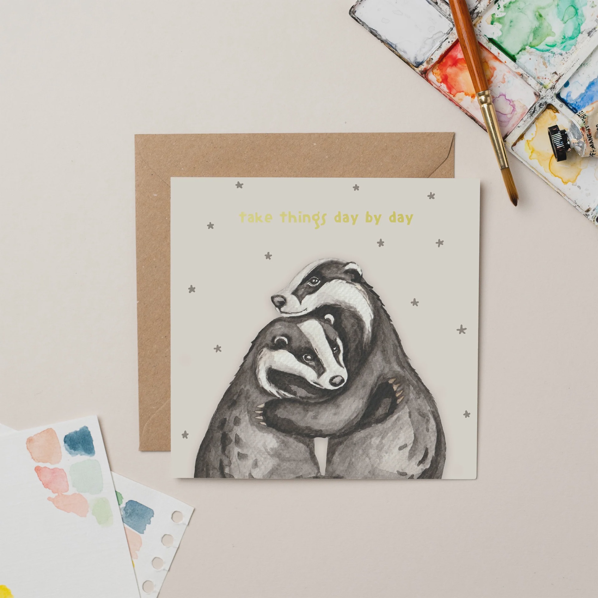 Badger Take Things Day by Day card with Gold Foil Badger Take Things Day by Day card with Gold Foil