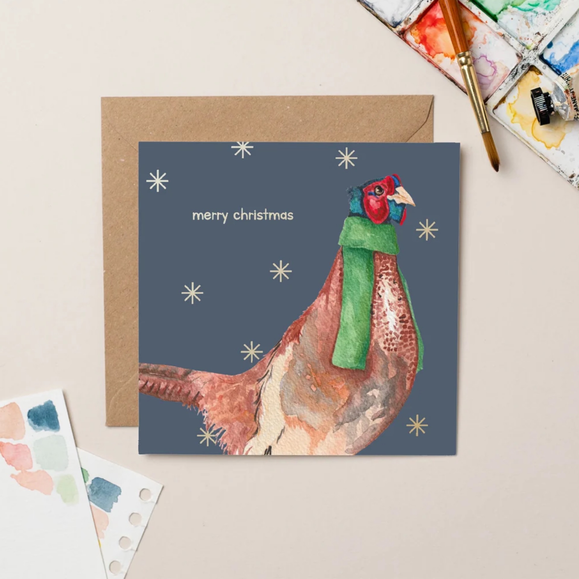 Gold Foil Pheasant Christmas Card Gold Foil Pheasant Christmas Card