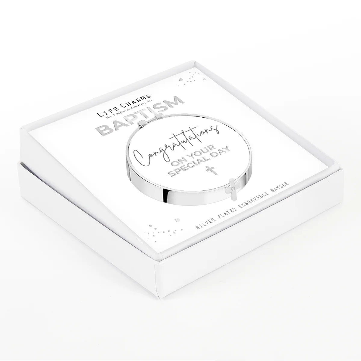 Life Charms Christening/Baptism Bangle – Cross 2 Life Charms Christening/Baptism Bangle - Cross - Image 2