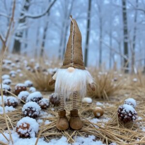 Chocolate Brown Bouncing Santa Gnome Gonk