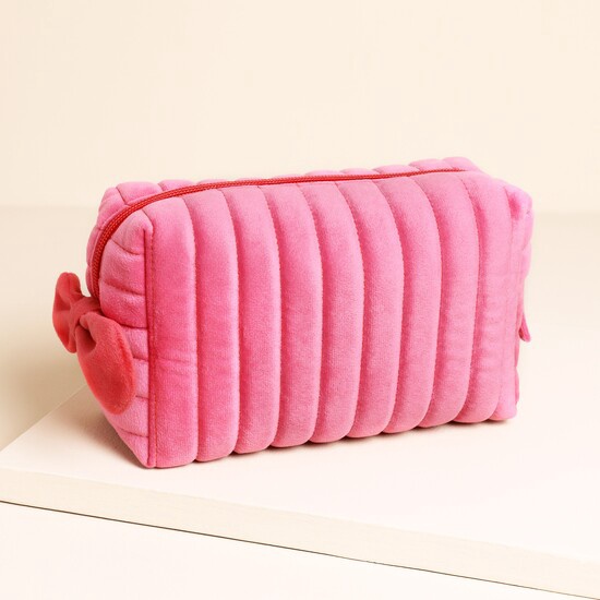 PINK AND RED VELVET BOW MAKE UP BAG PINK AND RED VELVET BOW MAKE UP BAG