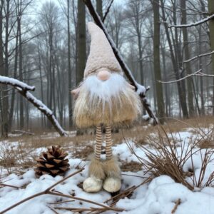 Beige Santa Gnome with Stripy Legs Beige Santa Gnome with Stripy Legs