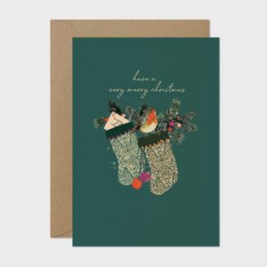 Merry Christmas Robin Stockings Card