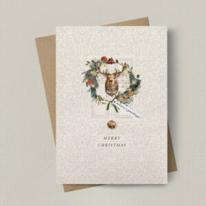 Merry Christmas Stag Wreath Christmas Card