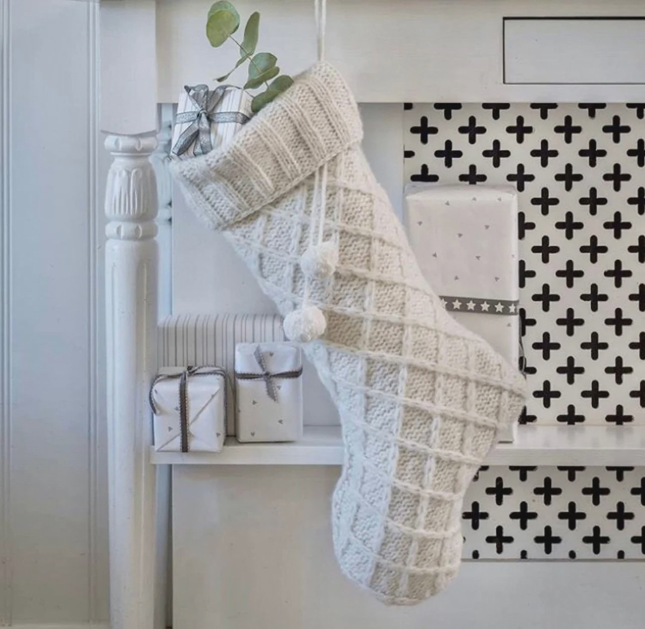 Retreat Home Kitted Christmas Stocking – White Retreat Home Kitted Christmas Stocking White