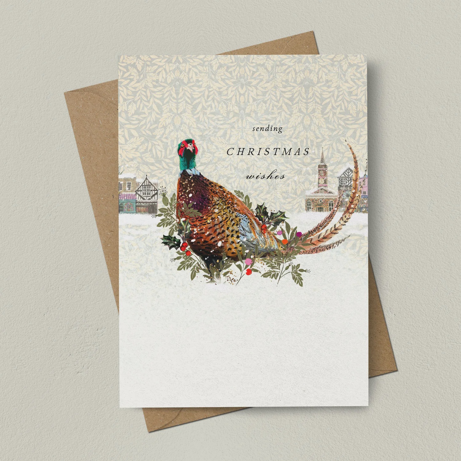 Pheasant Christmas Scene Christmas Card Pheasant Christmas Scene Christmas Card