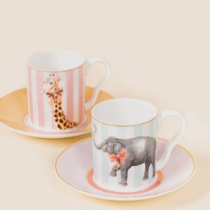 Yvonne Ellen Animal Espresso Cup & Saucers (Set of 2)