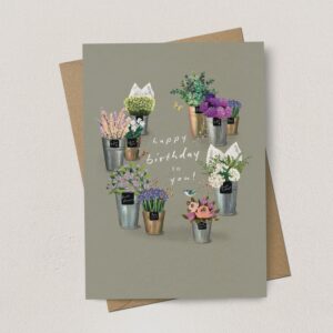 Flower Buckets Birthday Card