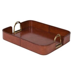 Rectangular Leather Tray with Stirrup Handles Rectangular Leather Tray with Stirrup Handles
