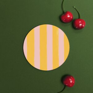 Mango & Peach (Stripes) Round Coaster