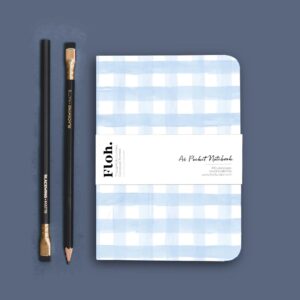 Sky Blue (Gingham) A6 Pocket Lined Notebook