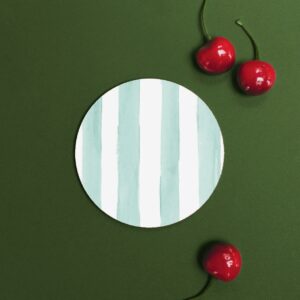 Mint (Stripes) Round Coaster