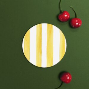 Lemon (Stripes) Round Coaster