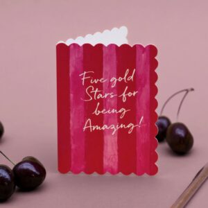 Five Gold Stars (Raspberry & Cherry Stripes) Card Five Gold Stars (Raspberry & Cherry Stripes) Card