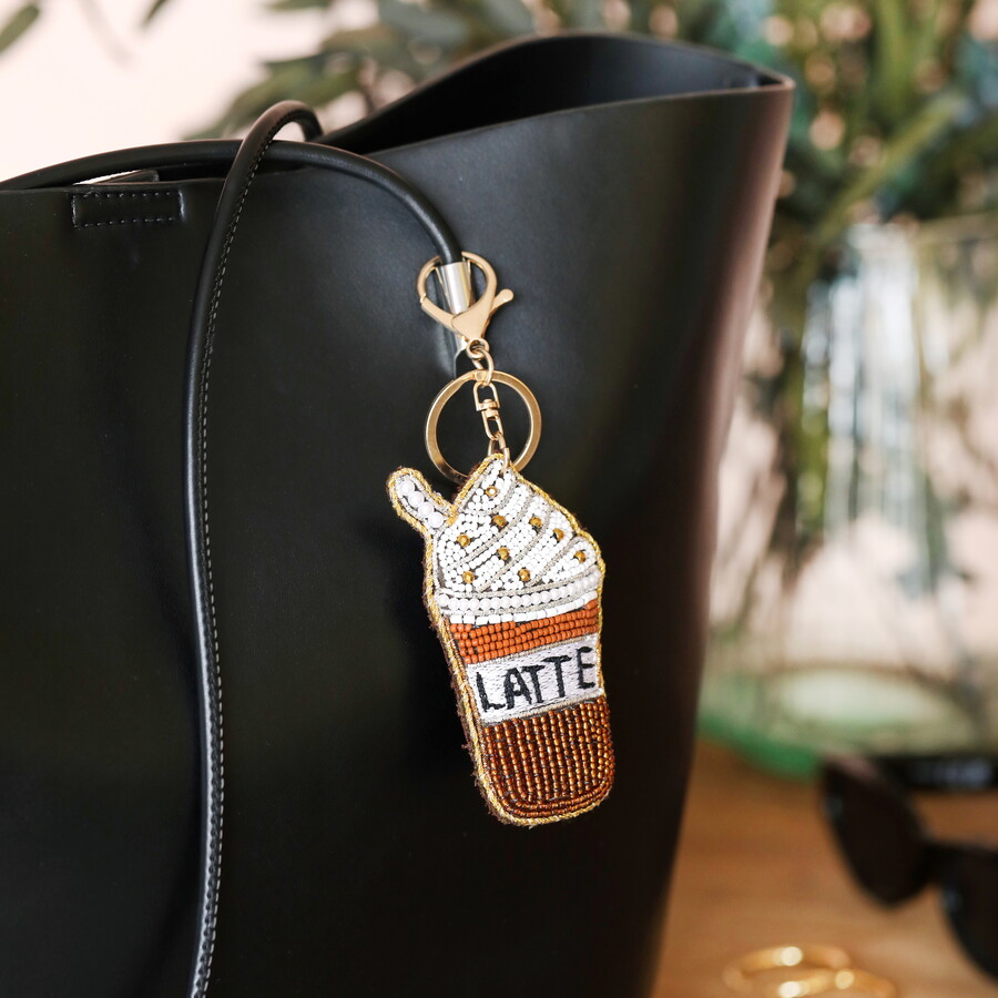 Beaded Iced Latte Keyring and Bag Charm 2 IMG 9691.jpeg