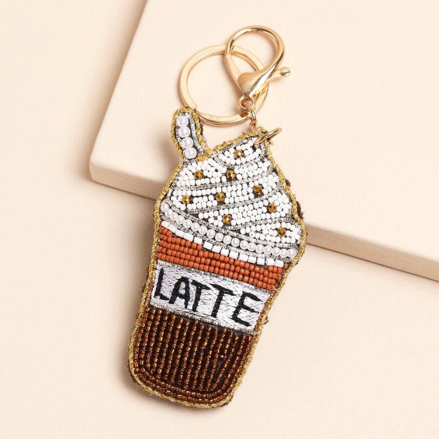 Beaded Iced Latte Keyring and Bag Charm Beaded Iced Latte Keyring and Bag Charm