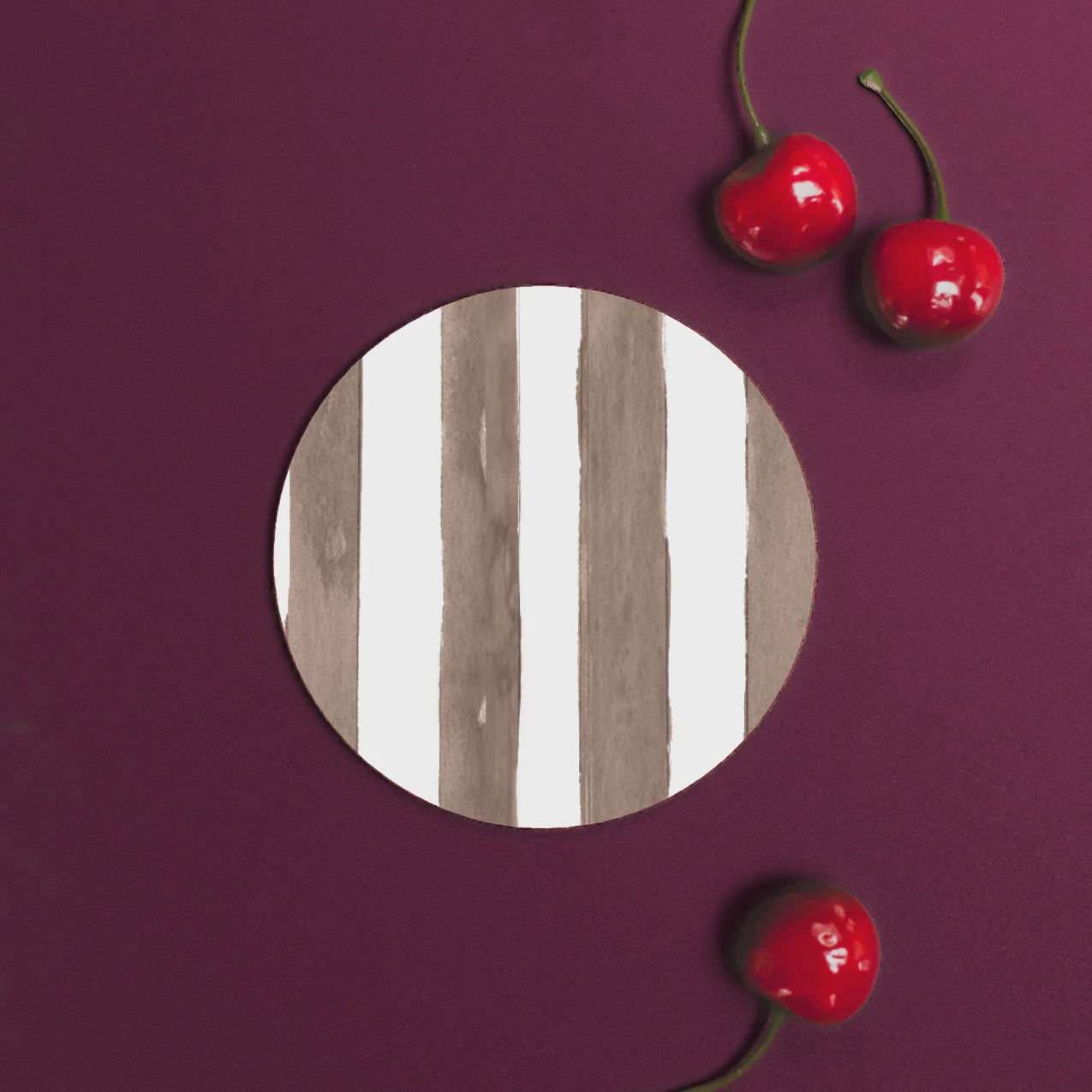 Mocha (Stripes) Round Coaster Mocha (Stripes) Round Coaster