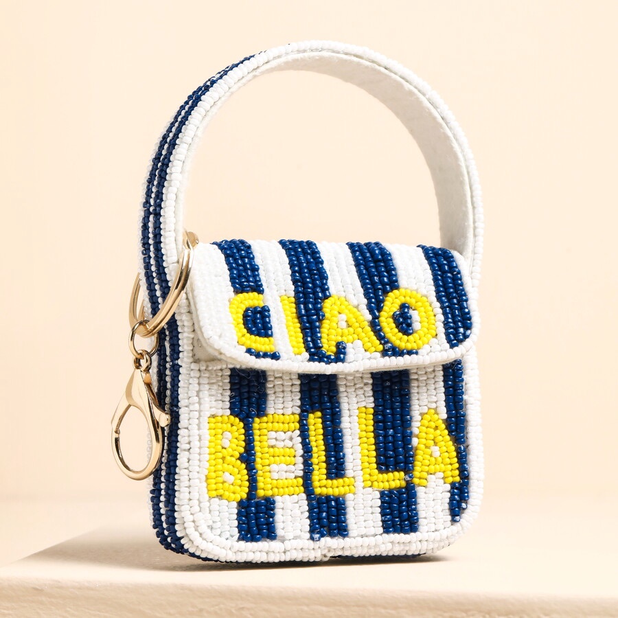 Beaded Ciao Bella Mini Handbag Keyring And Bag Charm Beaded Ciao Bella Mini Handbag Keyring And Bag Charm